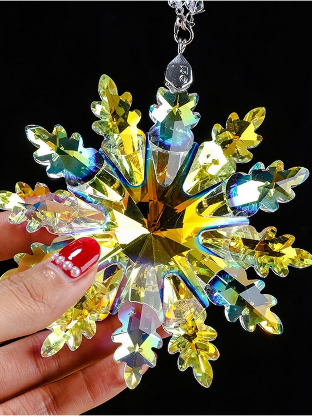 Crystal Snowflake Ornament - Yellow Aurora